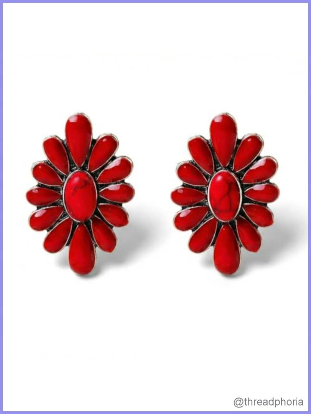Dangling Turquoise Flower Earrings, Western Jewelry for Women